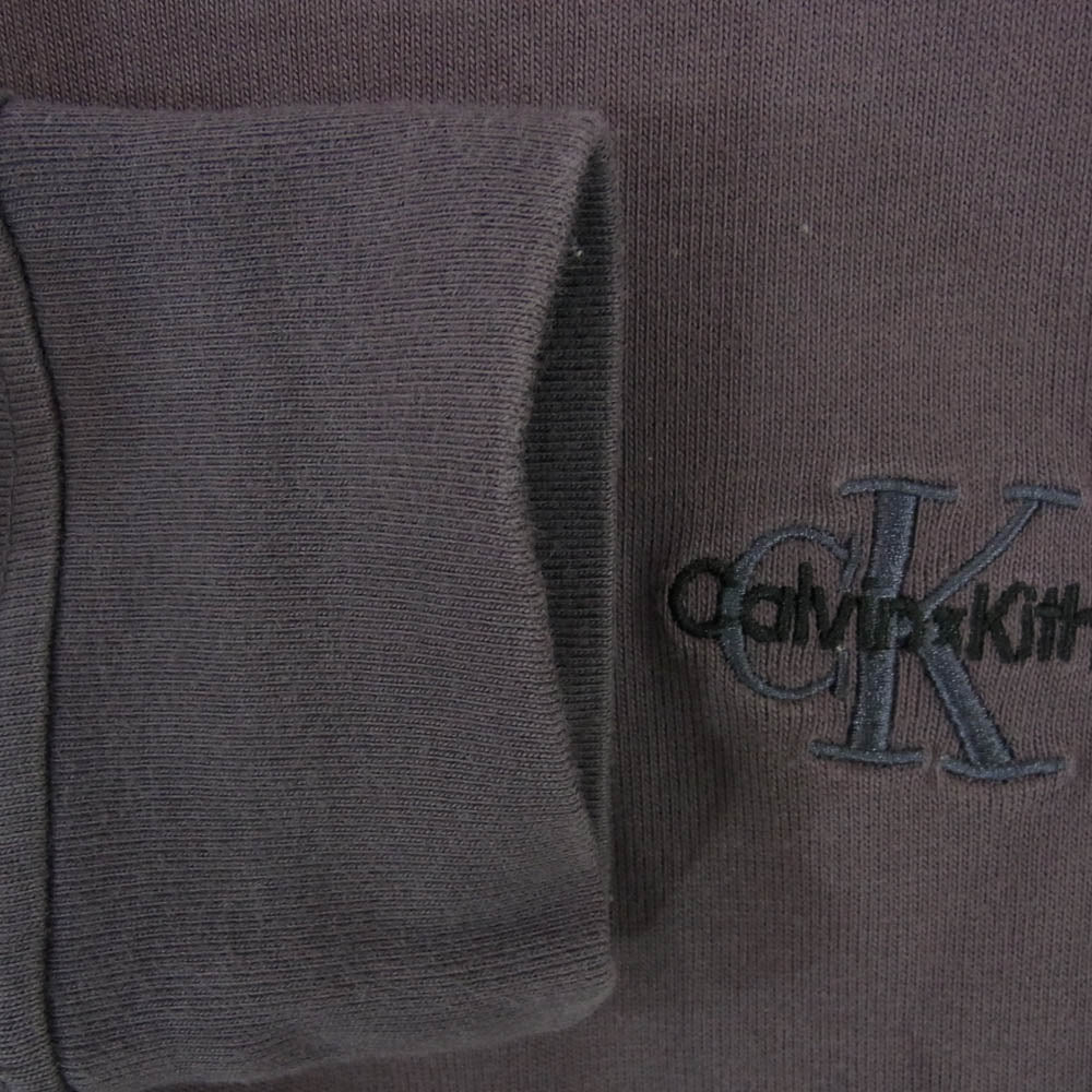 CALVIN KLEIN カルバンクライン KITH キス 胸ロゴ刺繍 ヘンリーネック 長袖 Tシャツ カットソー グレー系 M【中古】