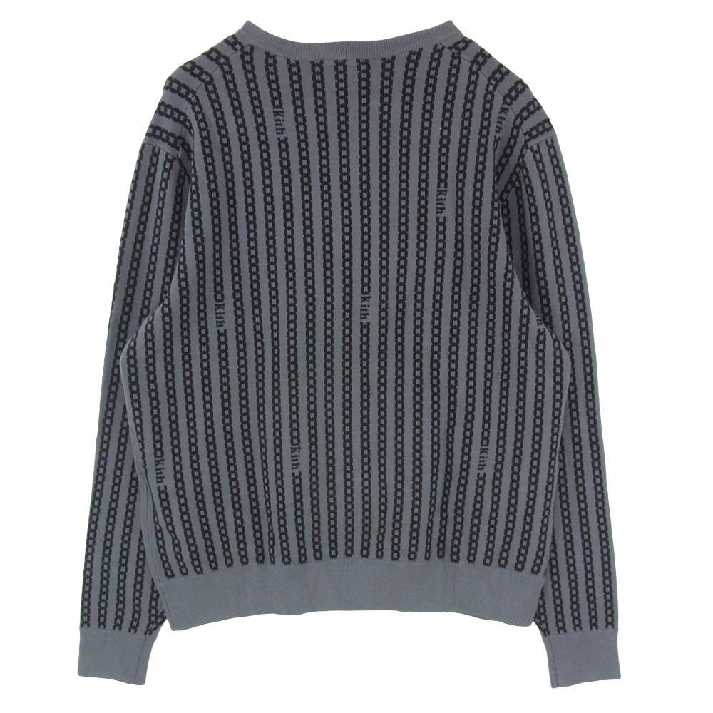 KITH キス 21-080-060-0001 クルーネック チェーンロゴジャカード プルオーバー ニット セーター グレー系 M【美品】【中古】
