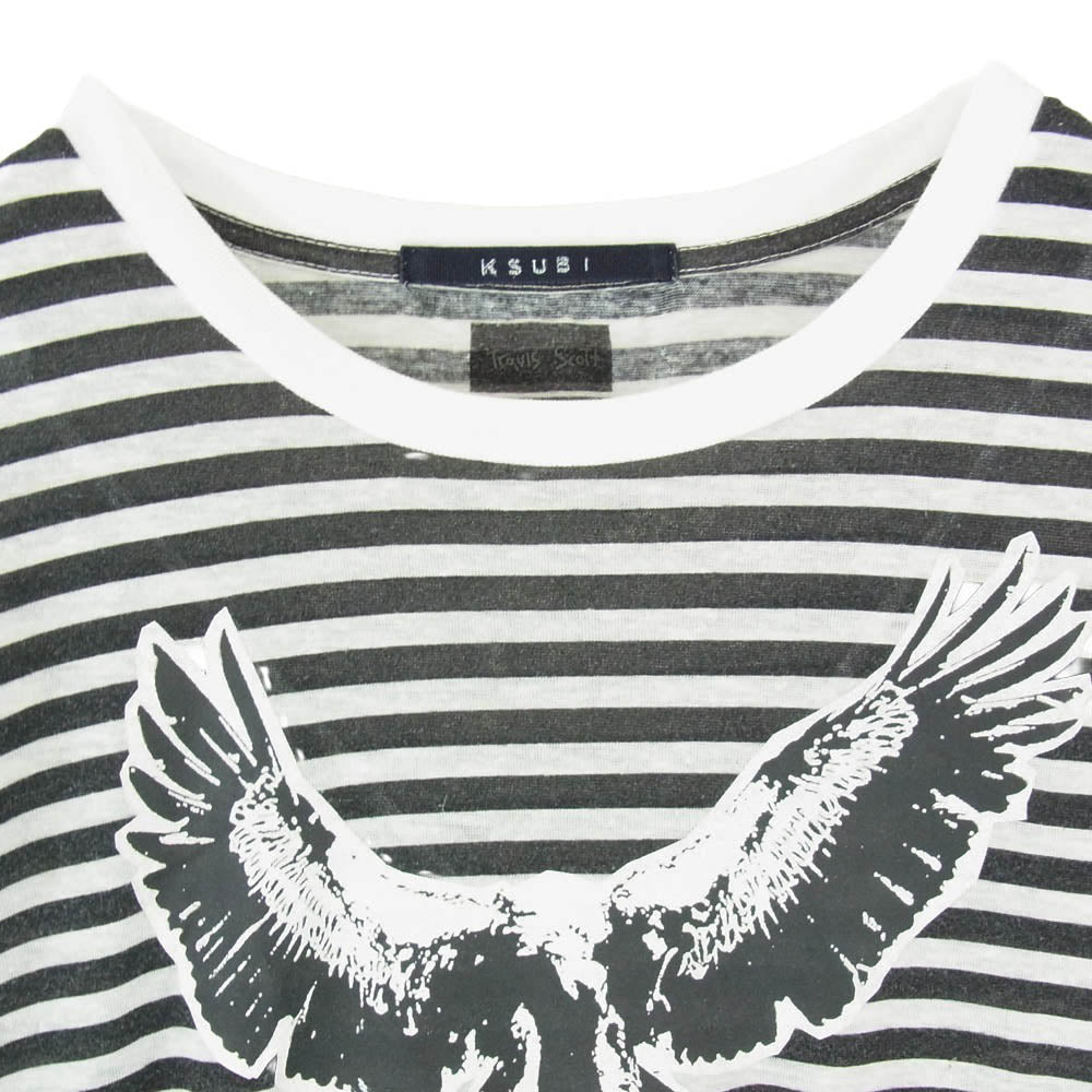 スビ Travis Scott トラヴィススコット ボーダー ロゴ 半袖 Tシャツ カットソー ブラック系 サイズ表記無【中古】