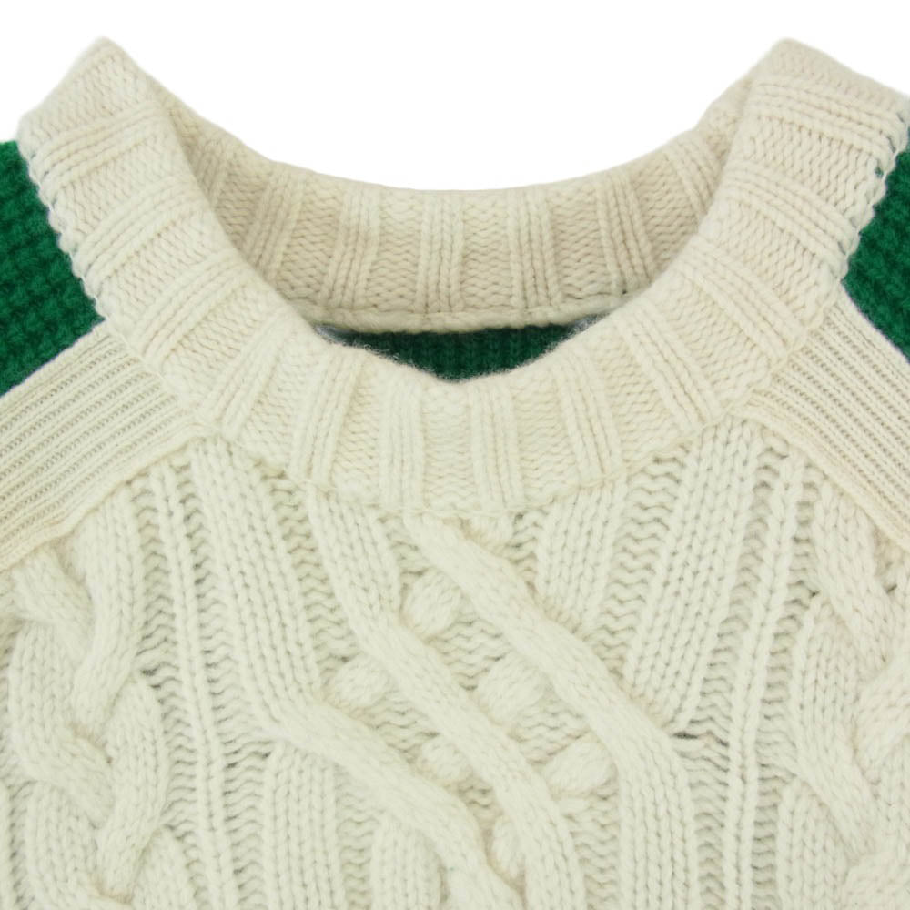 Sacai サカイ 21AW 21-02779M KNIT HOLIDAY COLLECTION サイド スリット ケーブル ニット セーター グリーン系 1【中古】
