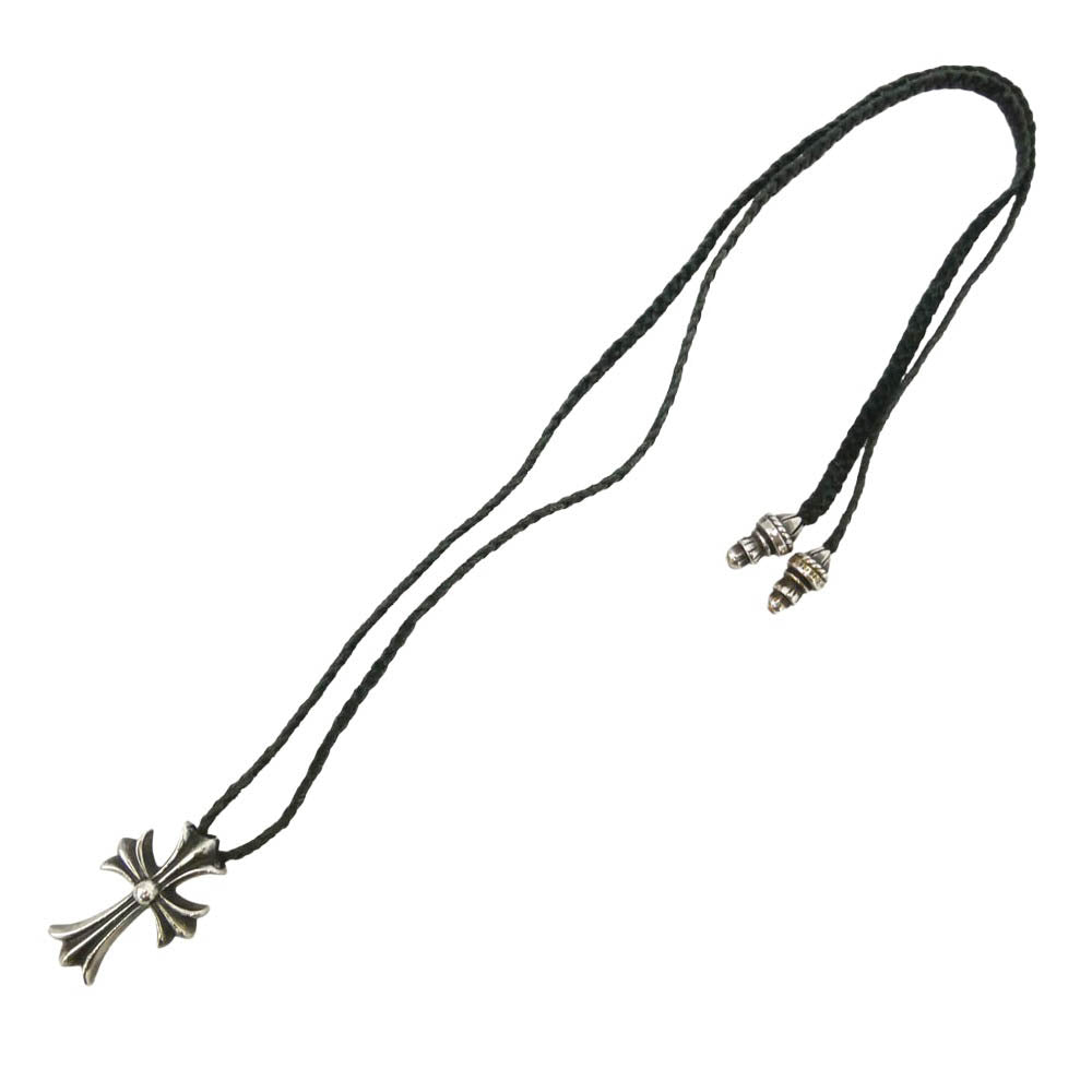 CHROME HEARTS クロムハーツ（原本無） CH CRS SML CL スモールCHクロス ボロチップ レザーブレイド ネックレス ブラック系 シルバー系【中古】