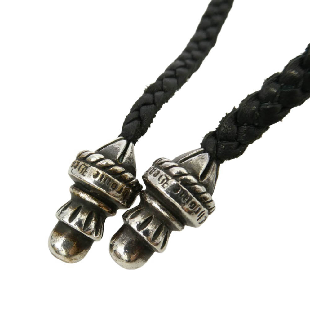 CHROME HEARTS クロムハーツ（原本無） CH CRS SML CL スモールCHクロス ボロチップ レザーブレイド ネックレス ブラック系 シルバー系【中古】