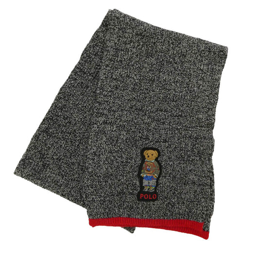 POLO RALPH LAUREN ポロ・ラルフローレン ポロベア 刺繍 ニット マフラー グレー系 183cm×25.5cm【中古】