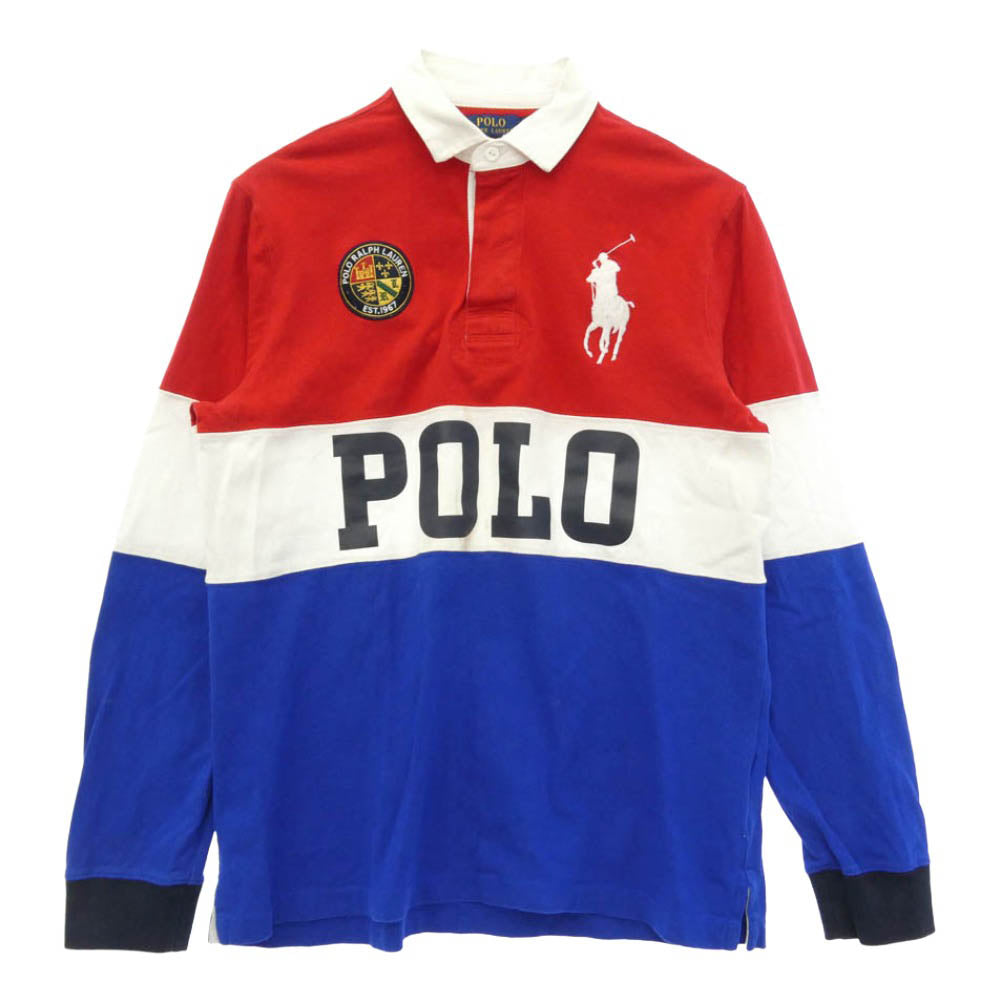 POLO RALPH LAUREN ポロ・ラルフローレン CUSTOM SLIM FIT カスタム スリム フィット 長袖 ラガー シャツ 赤×白×青 レッド系【中古】