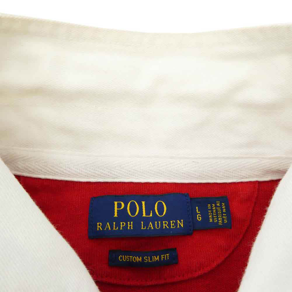 POLO RALPH LAUREN ポロ・ラルフローレン CUSTOM SLIM FIT カスタム スリム フィット 長袖 ラガー シャツ 赤×白×青 レッド系【中古】