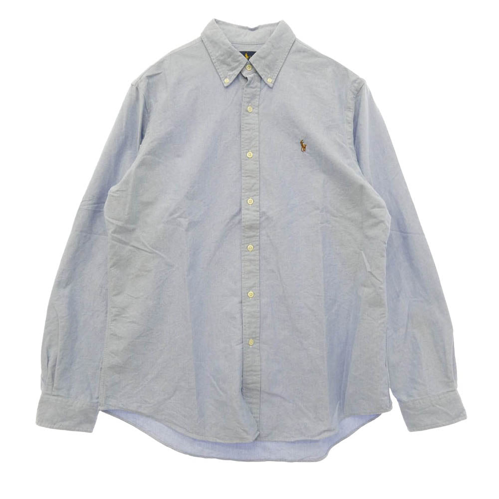 POLO RALPH LAUREN ポロ・ラルフローレン CLASSIC FIT クラシックフィット BD ボタンダウン 長袖 シャツ ブルー系 ライトブルー系 L【中古】