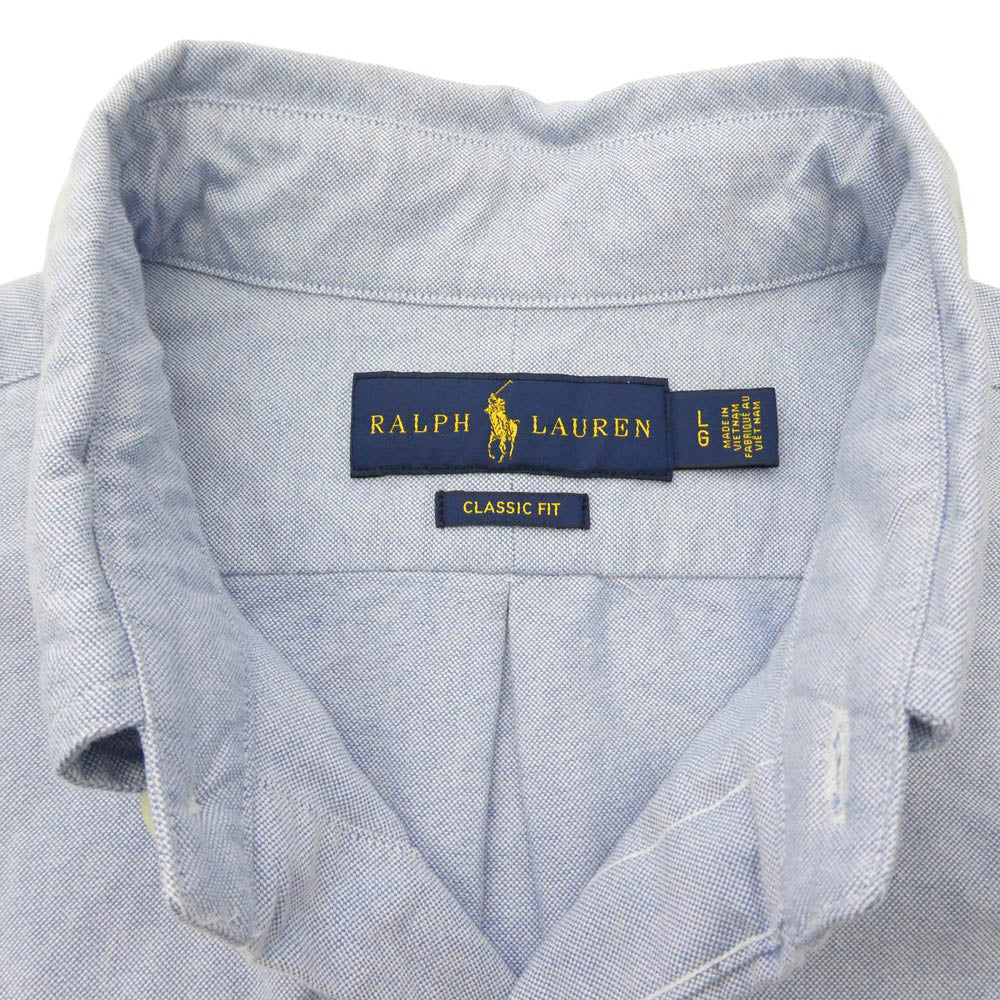 POLO RALPH LAUREN ポロ・ラルフローレン CLASSIC FIT クラシックフィット BD ボタンダウン 長袖 シャツ ブルー系 ライトブルー系 L【中古】