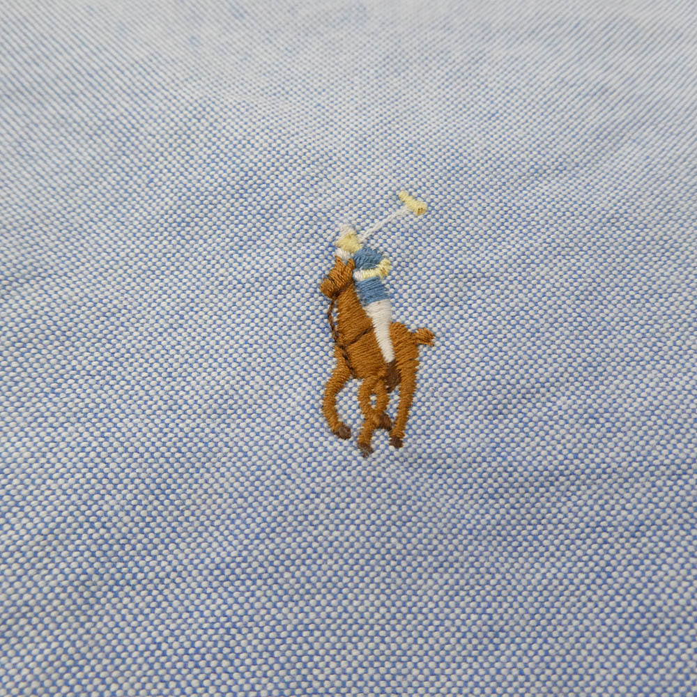 POLO RALPH LAUREN ポロ・ラルフローレン CLASSIC FIT クラシックフィット BD ボタンダウン 長袖 シャツ ブルー系 ライトブルー系 L【中古】