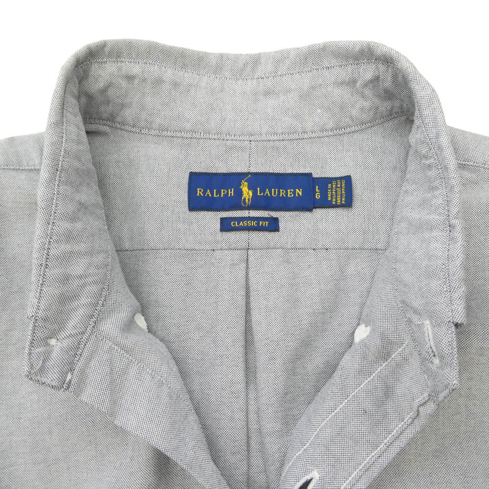 POLO RALPH LAUREN ポロ・ラルフローレン CLASSIC FIT クラシックフィット BD ボタンダウン 長袖 シャツ グレー系 グレー系 L【中古】