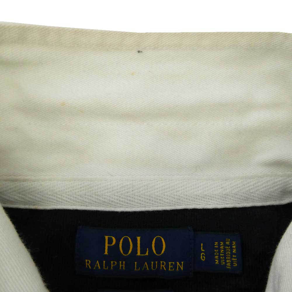POLO RALPH LAUREN ポロ・ラルフローレン CUSTOM SLIM FIT カスタム スリム フィット 長袖 ラガー シャツ トリコロール ホワイト系 ネイビー系 レッド系 L【中古】
