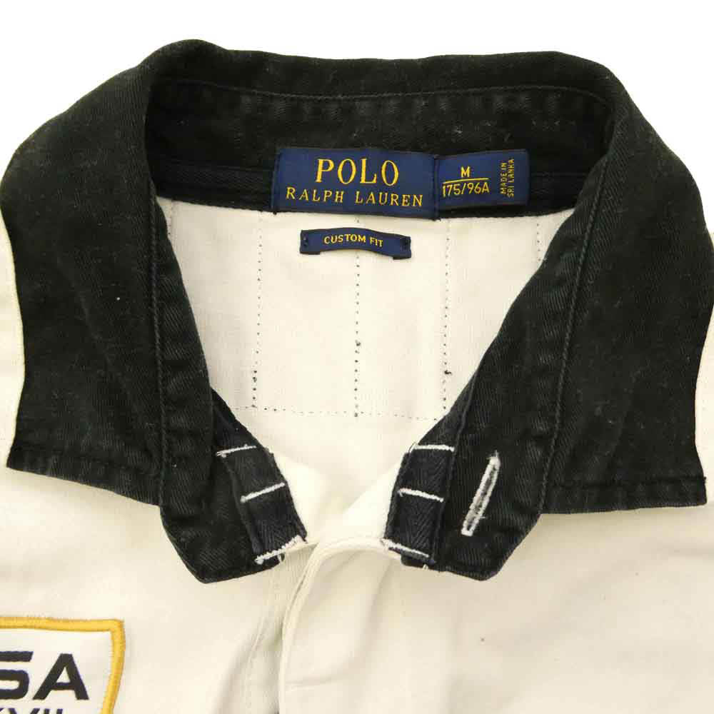 POLO RALPH LAUREN ポロ・ラルフローレン CUSTOM FIT カスタムフィット 長袖 ラガー シャツ 白系 ホワイト系 ブルー系 M【中古】