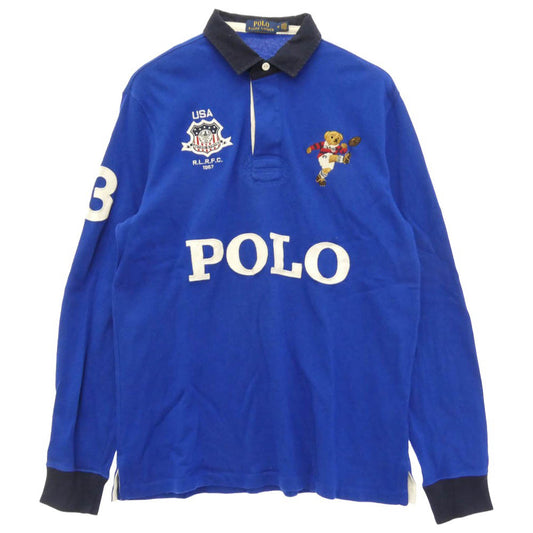 POLO RALPH LAUREN ポロ・ラルフローレン ポロベア 長袖 ラガー シャツ 青系 ブルー系 M【中古】
