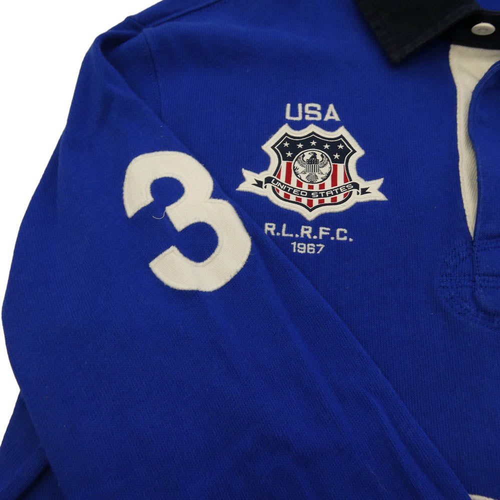 POLO RALPH LAUREN ポロ・ラルフローレン ポロベア 長袖 ラガー シャツ 青系 ブルー系 M【中古】