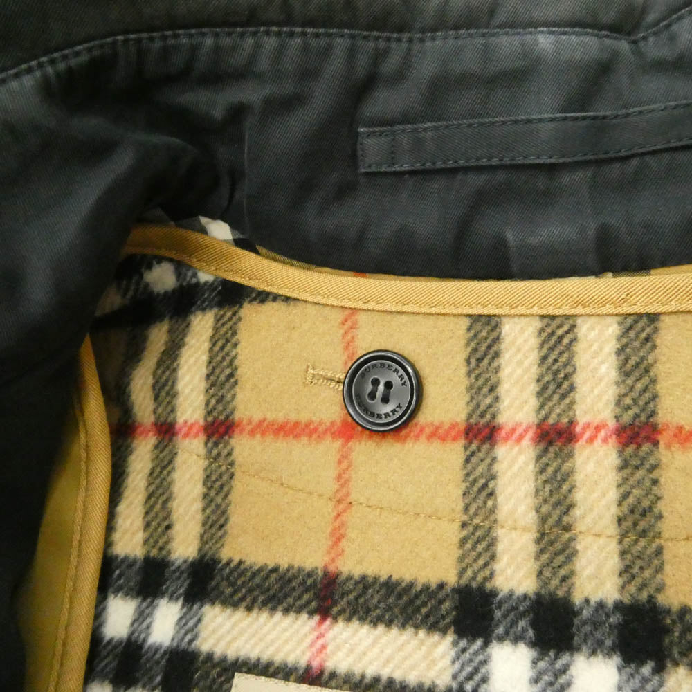 BURBERRY LONDON バーバリー ロンドン イングランド製 英国製 THE KENSINGTON ザ ケンジントン 裏ノバチェック ライナー付き トレンチコート ネイビー系 44【中古】