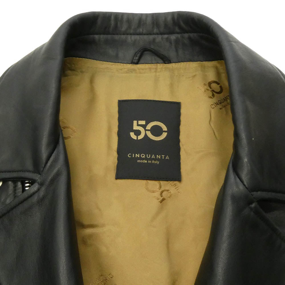 チンクアンタ H-507 羊革 ダブル ライダース レザー ジャケット ブラック系 46【中古】