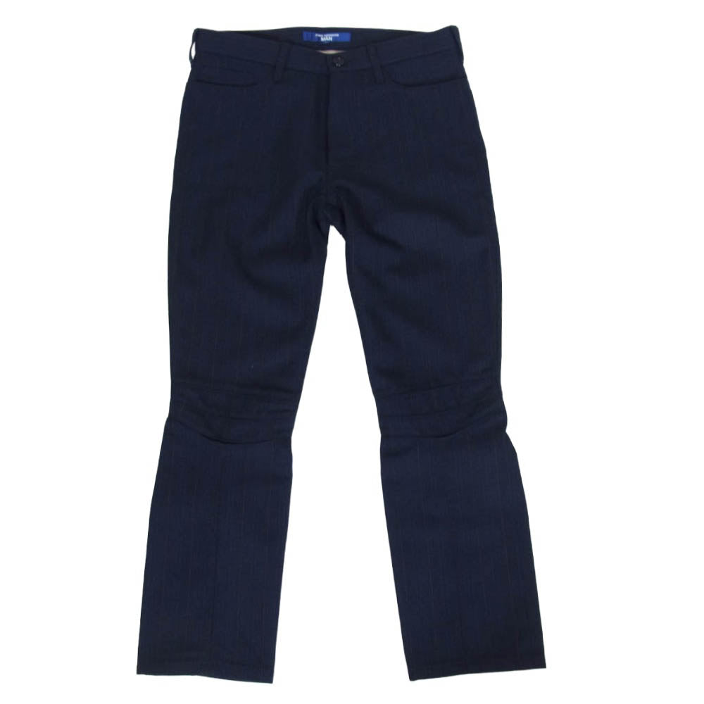 JUNYA WATANABE COMME des GARCONS MAN ジュンヤワタナベコムデギャルソンマン 26SS AD2025 WQ-P025 WOOL STRIPE ウールストライプ バイカー スラックスパンツ ネイビー系 S【中古】