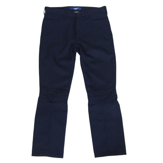 JUNYA WATANABE COMME des GARCONS MAN ジュンヤワタナベコムデギャルソンマン 26SS AD2025 WQ-P025 WOOL STRIPE ウールストライプ バイカー スラックスパンツ ネイビー系 S【中古】