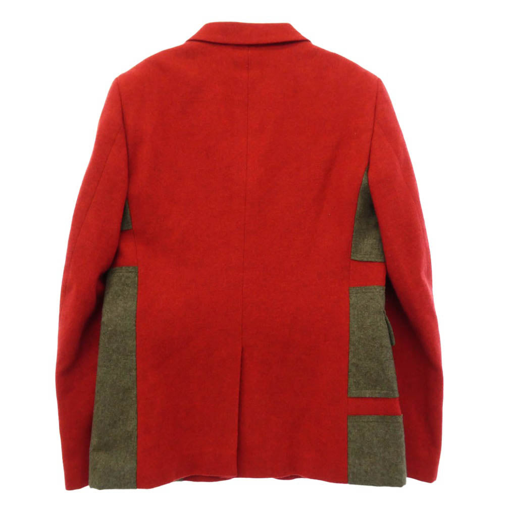 COMME des GARCONS HOMME PLUS コムデギャルソンオムプリュス 25AW AD2025 PP-J036 PATCHWORK WOOL パッチワーク ウール テーラードジャケット レッド系 グレー系 S【中古】