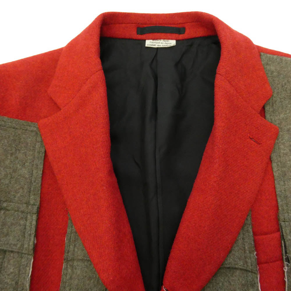 COMME des GARCONS HOMME PLUS コムデギャルソンオムプリュス 25AW AD2025 PP-J036 PATCHWORK WOOL パッチワーク ウール テーラードジャケット レッド系 グレー系 S【中古】