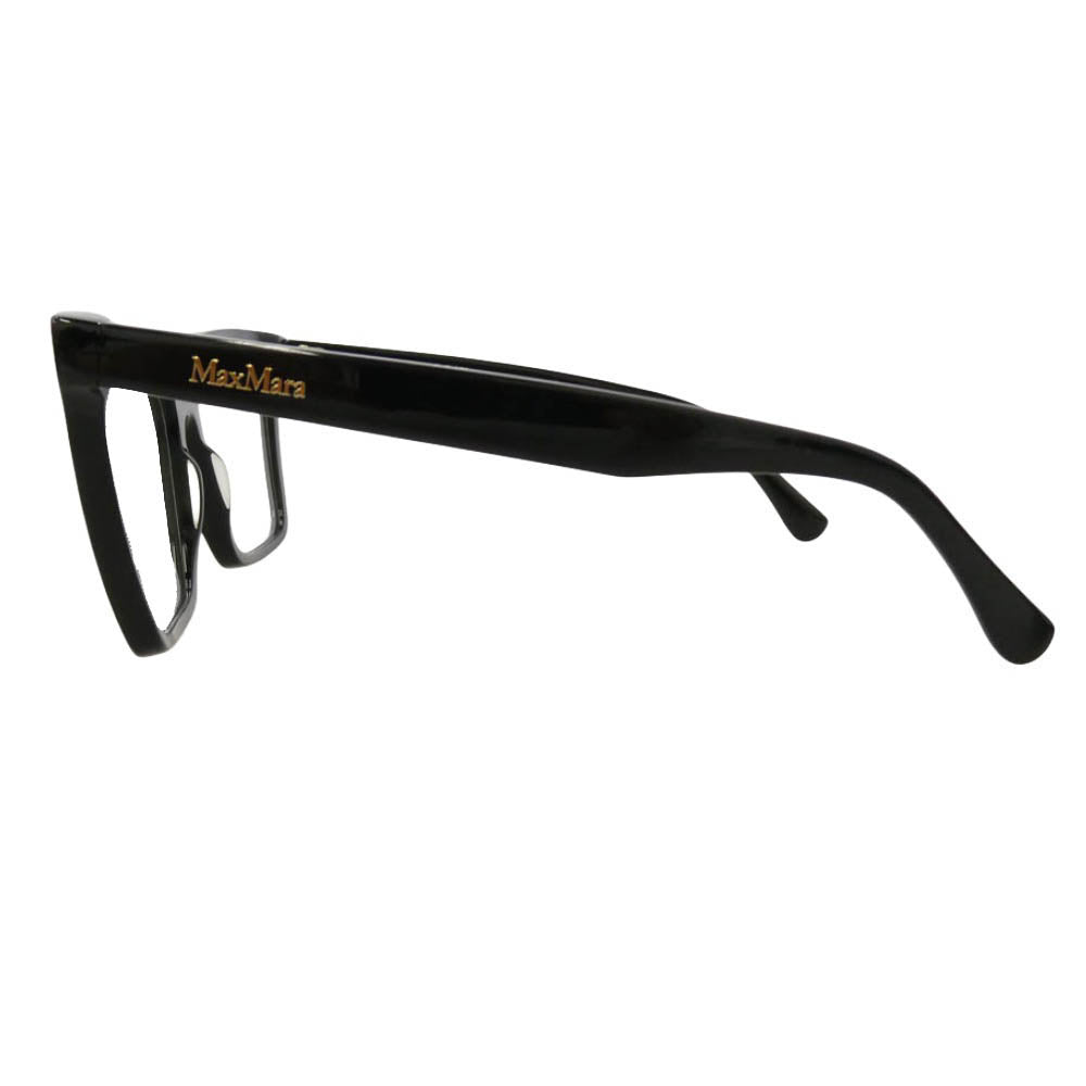MAX MARA マックスマーラ MM5111 001 ロゴテンプル スクエア フルリム シャイニーブラック アイウェア 眼鏡 フレーム：ブラック系ゴールド系　レンズ：クリア系 54□16【中古】