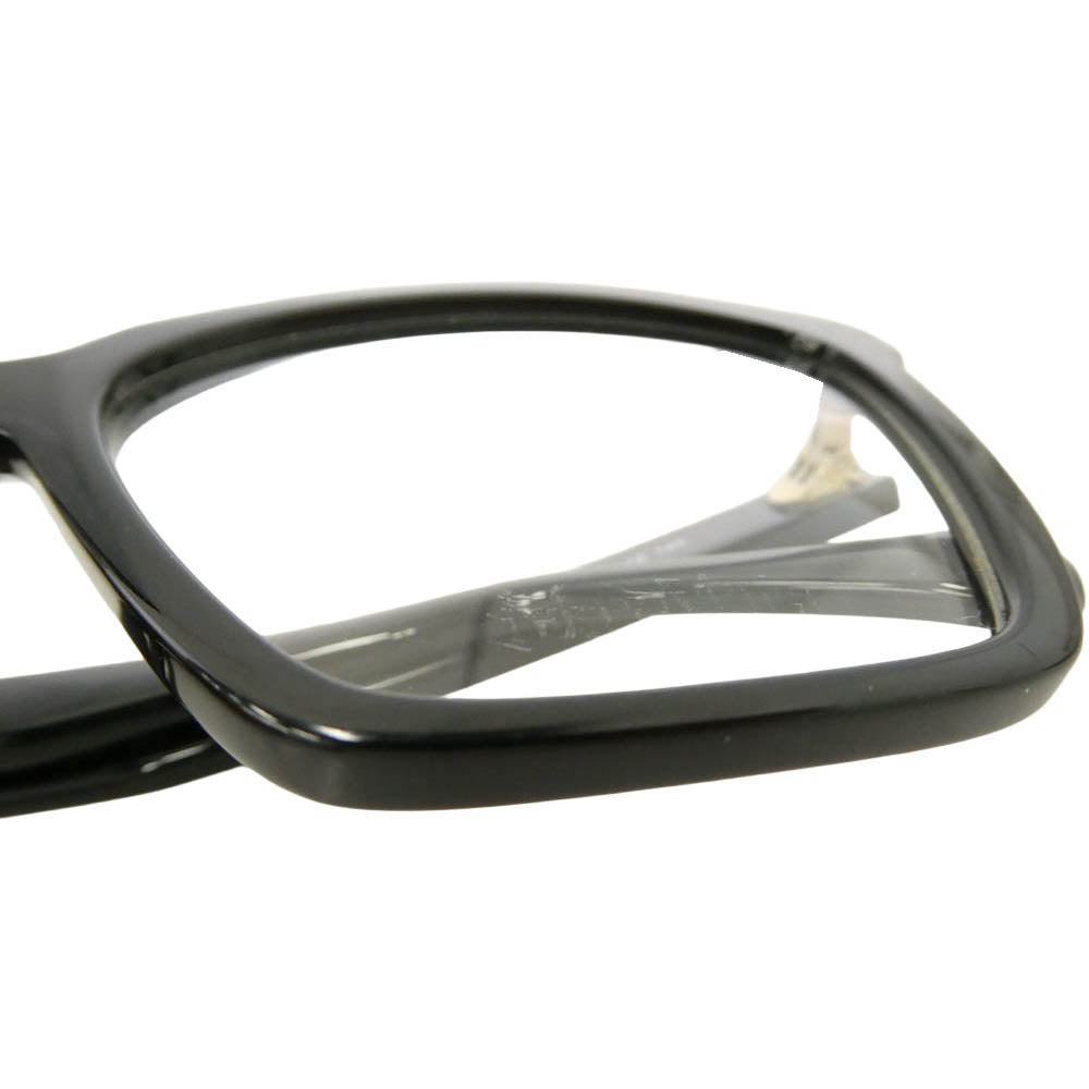 MAX MARA マックスマーラ MM5111 001 ロゴテンプル スクエア フルリム シャイニーブラック アイウェア 眼鏡 フレーム：ブラック系ゴールド系　レンズ：クリア系 54□16【中古】