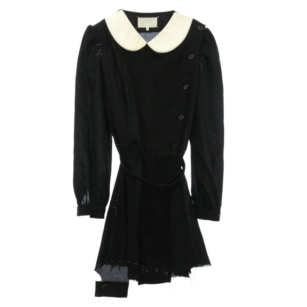 MAISON MARGIELA メゾンマルジェラ 23AW S29FP0132 白タグ Multiwear Dress コントラストステッチ マルチウェア 丸襟 ミニ ドレス ワンピース ブラック系 40【中古】