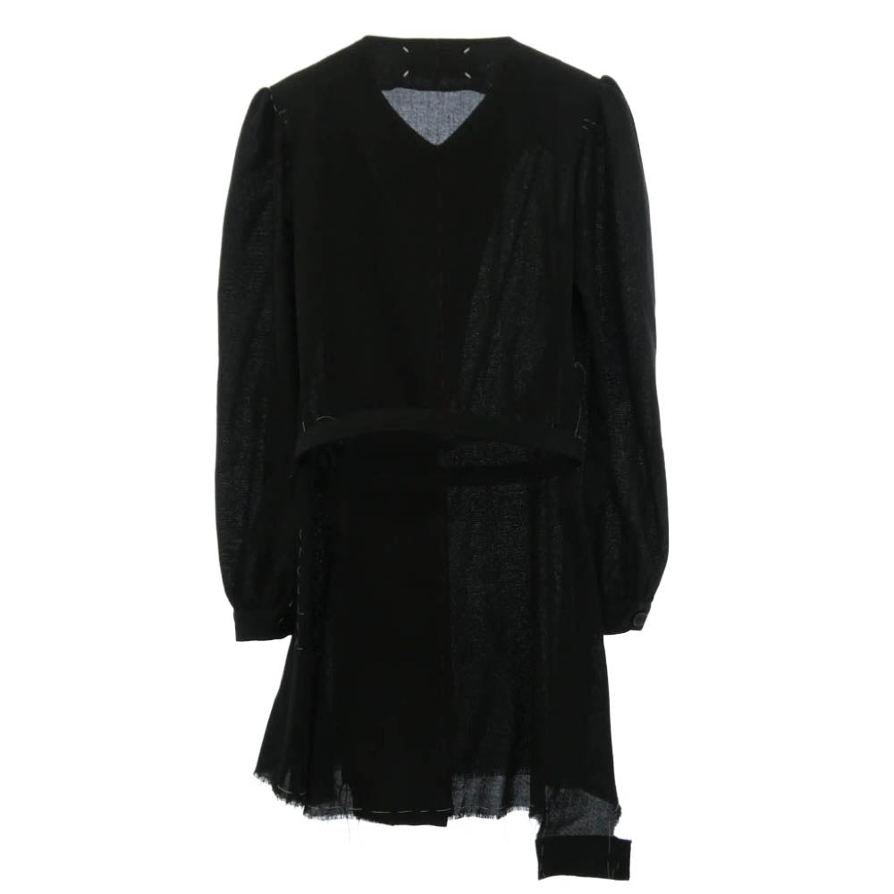 MAISON MARGIELA メゾンマルジェラ 23AW S29FP0132 白タグ Multiwear Dress コントラストステッチ マルチウェア 丸襟 ミニ ドレス ワンピース ブラック系 40【中古】