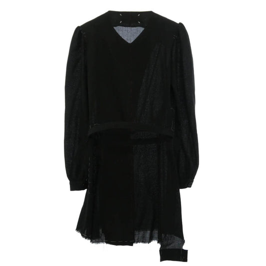 MAISON MARGIELA メゾンマルジェラ 23AW S29FP0132 白タグ Multiwear Dress コントラストステッチ マルチウェア 丸襟 ミニ ドレス ワンピース ブラック系 40【中古】