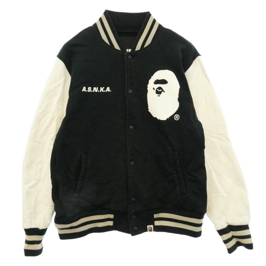 A BATHING APE アベイシングエイプ A,S,N,K,A ロゴ A 00s コットン スタジャン ジャケット ブラック系 M【中古】