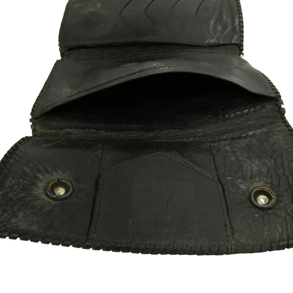 GABOR ガボール GABORATORY ガボラトリー スカル Tバー コンチョ 三つ折り レザー ロングウォレット 長財布 ブラック系【中古】