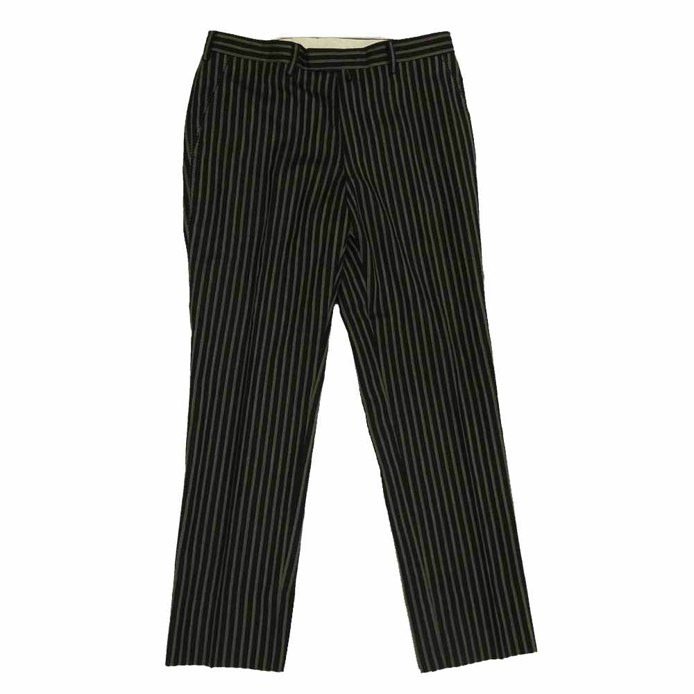Paul Smith ポール・スミス ウール100％ ストライプ 裏地総柄 ダブルフラップポケット テーラード ジャケット パンツ セットアップ ブラック系 上下:L【中古】