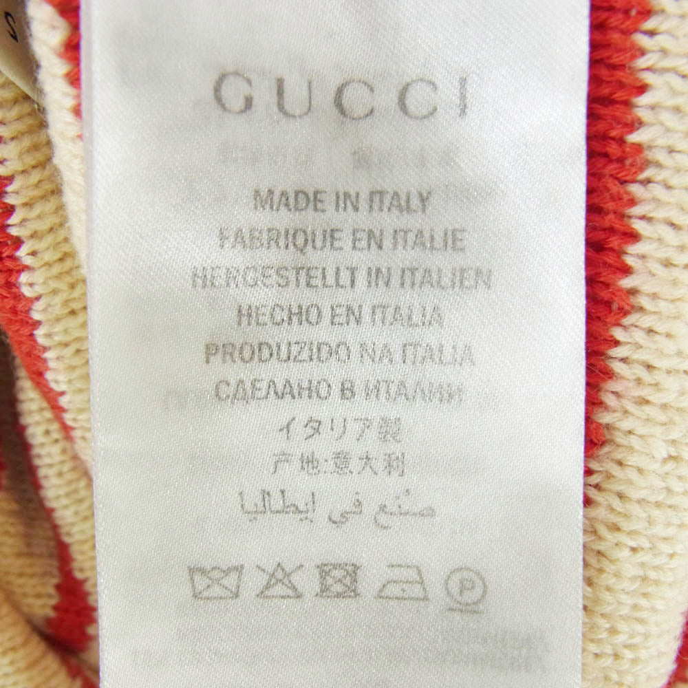 GUCCI グッチ 527947 アンカーエンブロイダリー ショルダーボタン ボーダー ニット セーター レッド系 ベージュ系 S【中古】