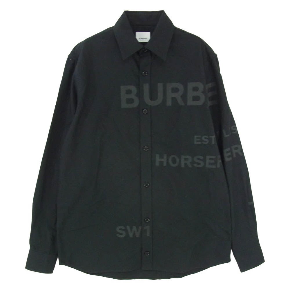 BURBERRY LONDON バーバリー ロンドン 20SS 8029347 Horseferry Print Shirt ホースフェリープリント 長袖 ドレスシャツ ブラック系 XS【中古】