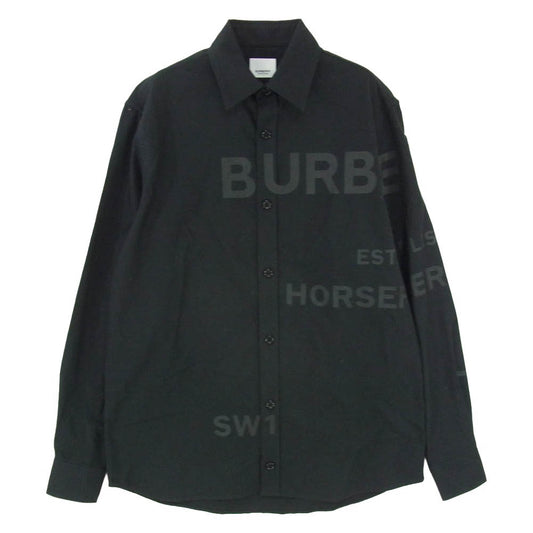 BURBERRY LONDON バーバリー ロンドン 20SS 8029347 Horseferry Print Shirt ホースフェリープリント 長袖 ドレスシャツ ブラック系 XS【中古】