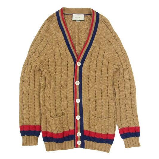 GUCCI グッチ 474111 ケーブル ニット カーディガン ブラウン系 0 【中古】