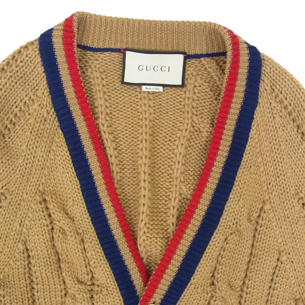 GUCCI グッチ 474111 ケーブル ニット カーディガン ブラウン系 0 【中古】
