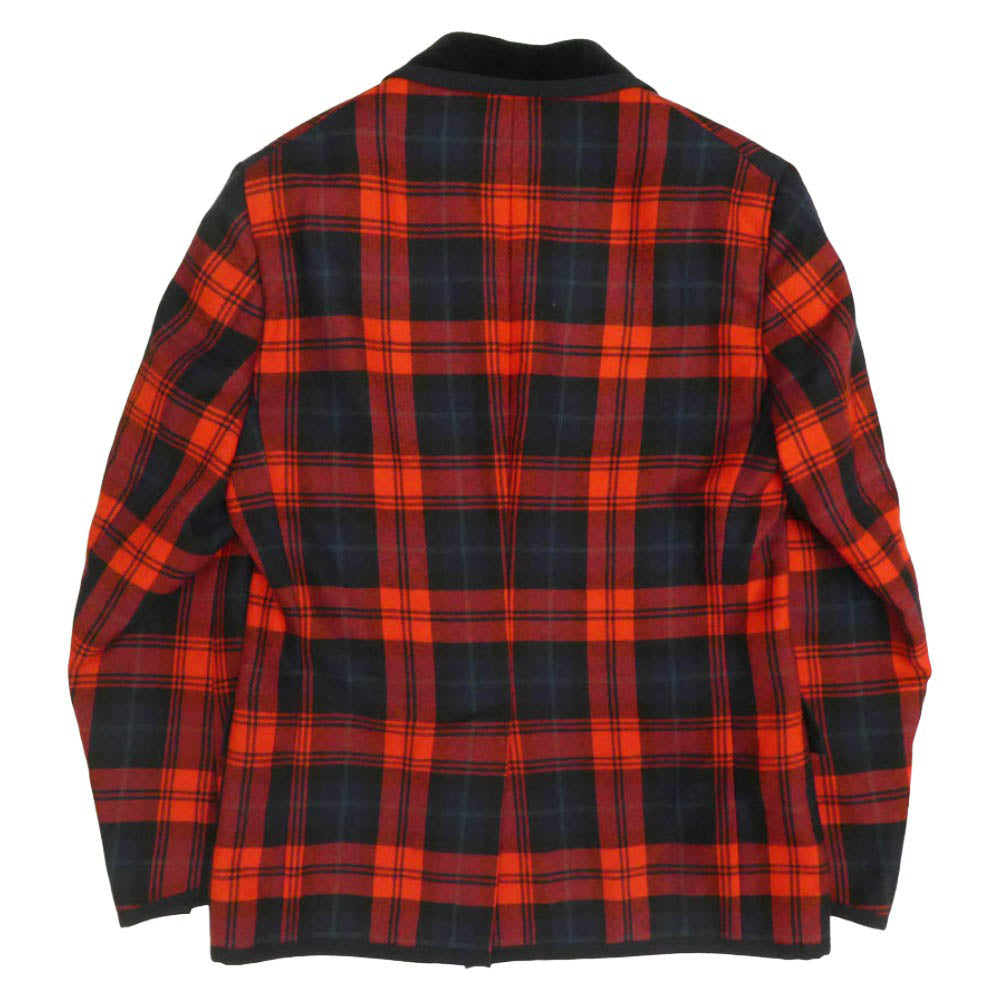GUCCI グッチ 495139 Z501F LOVED ビーパッチ タータンチェック ジャケット スラックスパンツ セットアップ レッド系 44【中古】