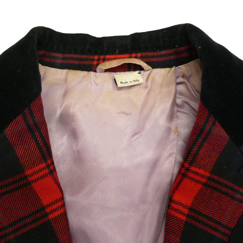 GUCCI グッチ 495139 Z501F LOVED ビーパッチ タータンチェック ジャケット スラックスパンツ セットアップ レッド系 44【中古】