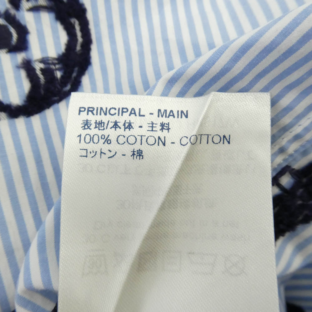 LOUIS VUITTON ルイ・ヴィトン 21SS RM211MZQJHKS17W プレイスド グラフィック モノグラム フラワー 総柄 ストライプ 長袖 シャツ ライトブルー系 XS【中古】