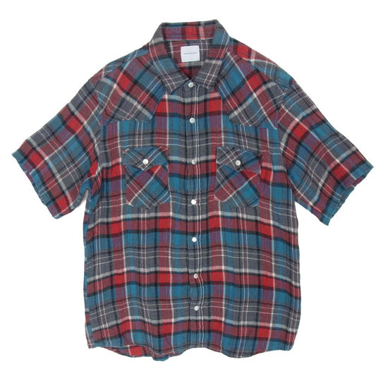 GOODENOUGH グッドイナフ ガーゼ チェック ウエスタン 半袖 シャツ レッド系 表記無し【中古】