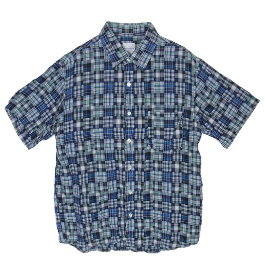 GOODENOUGH グッドイナフ パッチワークチェック 半袖 シャツ ブルー系 表記無し【中古】