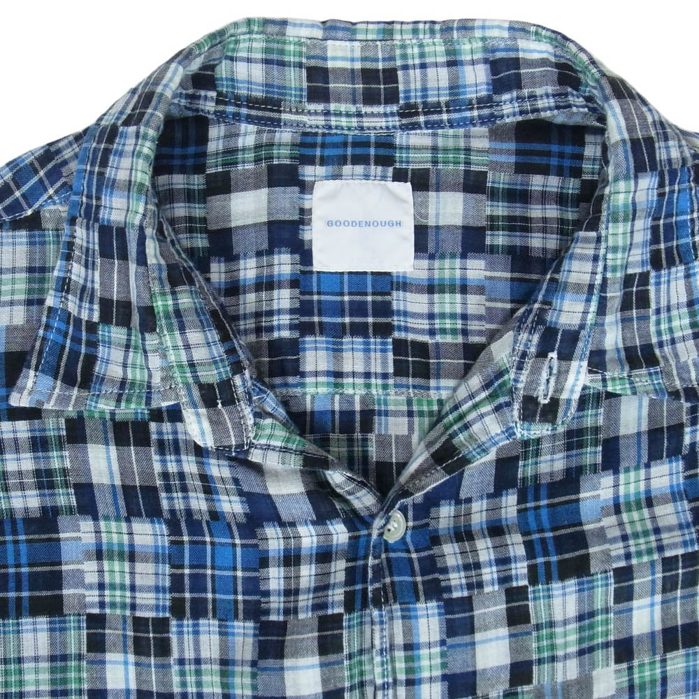 GOODENOUGH グッドイナフ パッチワークチェック 半袖 シャツ ブルー系 表記無し【中古】