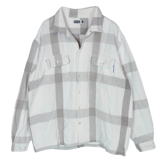 GOODENOUGH グッドイナフ 90s 00s ブロックチェック ネル オープンカラー シャツ ホワイト系 M【中古】