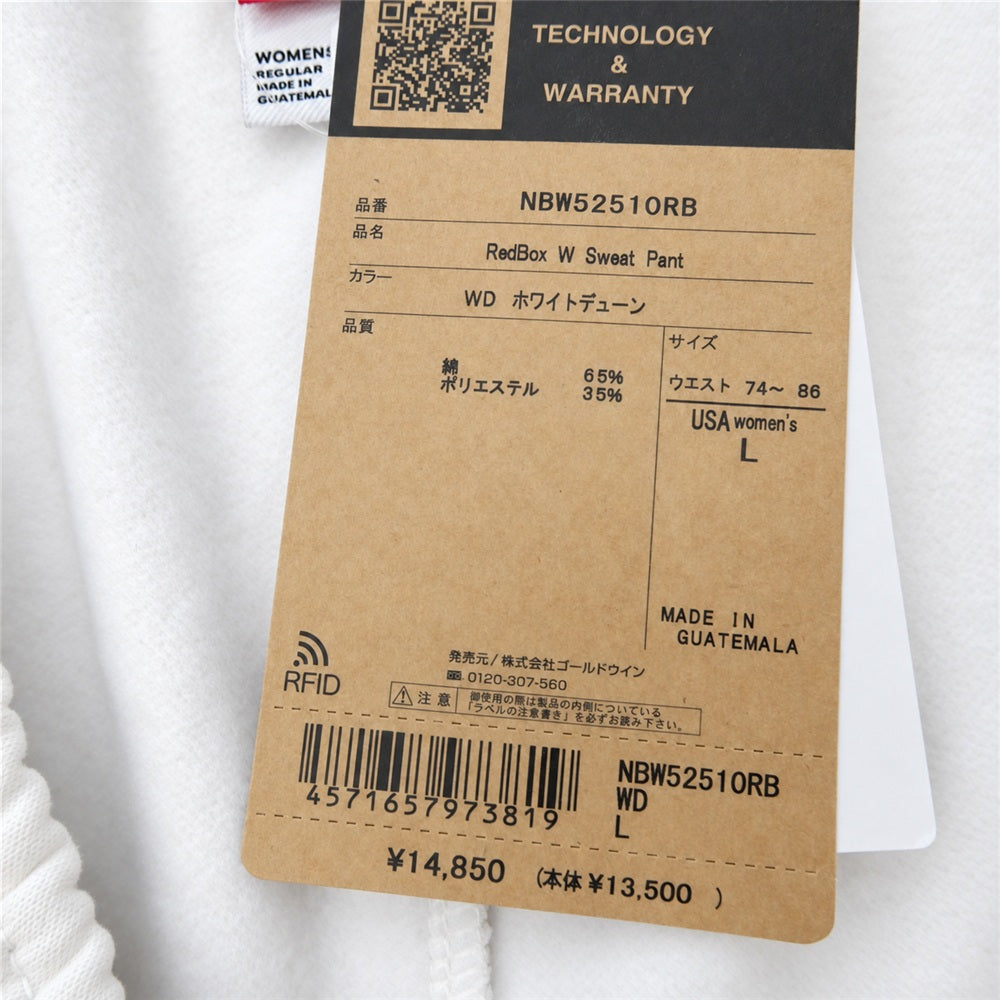 THE NORTH FACE ノースフェイス NBW52510RB REDBOX SWEATPANTS レッドボックス スウェット パンツ ホワイト系 L【極上美品】【中古】