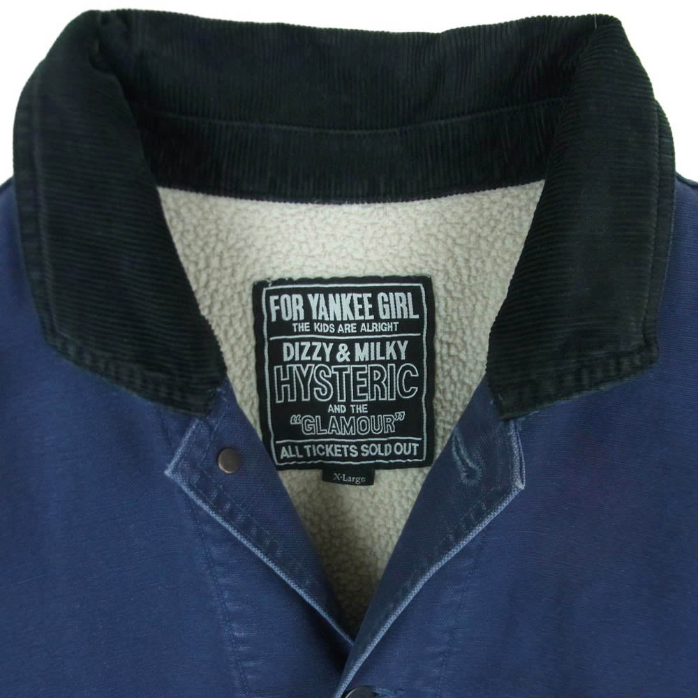 HYSTERIC GLAMOUR ヒステリックグラマー 24AW 02243AB06 エイジング加工 裏ボア カバーオール ジャケット ネイビー系 XL【中古】