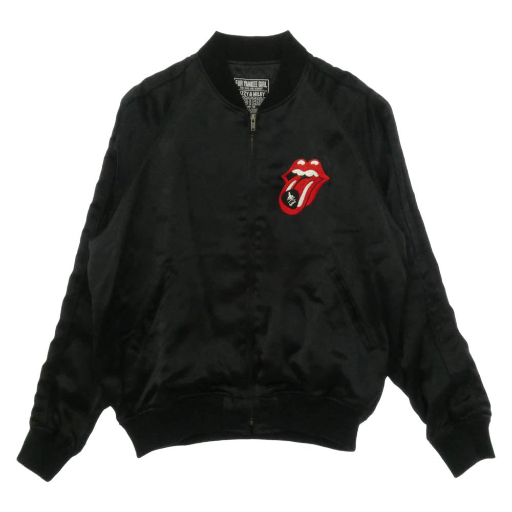 HYSTERIC GLAMOUR ヒステリックグラマー 25AW 02253AB12 THE ROLLING STONES ローリングストーンズ スカジャン サテン ジャケット ブラック系 XL【極上美品】【中古】