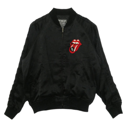 HYSTERIC GLAMOUR ヒステリックグラマー 25AW 02253AB12 THE ROLLING STONES ローリングストーンズ スカジャン サテン ジャケット ブラック系 XL【極上美品】【中古】