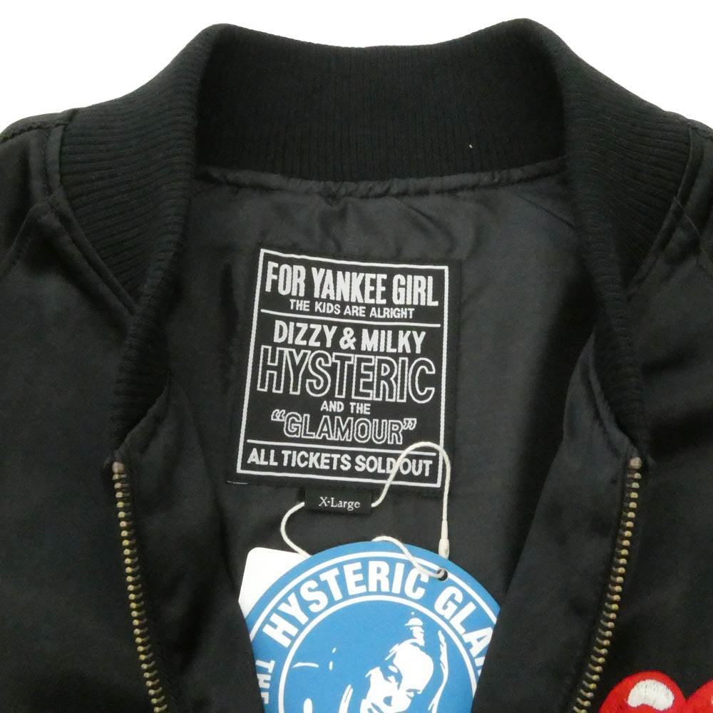 HYSTERIC GLAMOUR ヒステリックグラマー 25AW 02253AB12 THE ROLLING STONES ローリングストーンズ スカジャン サテン ジャケット ブラック系 XL【極上美品】【中古】
