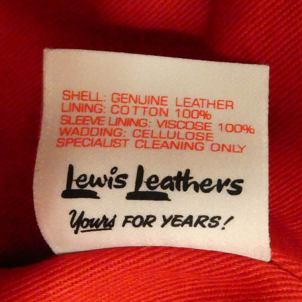 Lewis Leathers ルイスレザー 441T Cyclone サイクロン タイトフィット 茶芯 ベジタブルタンニン カウハイド スクエアパッチ ベージュテープ ライダース ジャケット ネイビー系 42【中古】