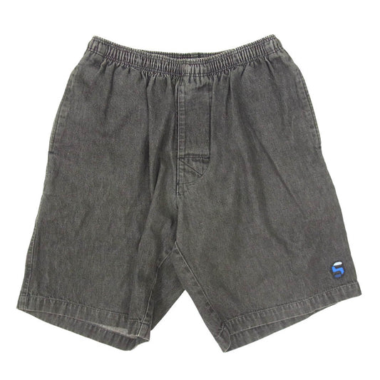 STUSSY ステューシー 紺タグ USA製 ブラック デニム ハーフ パンツ ショーツ ブラック系 M【中古】